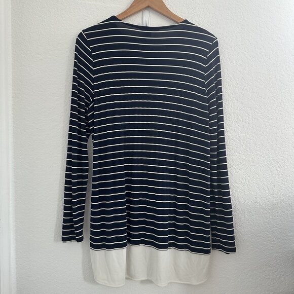 Lauren Ralph Lauren Shirt Womens 1X Striped Long Sleeve Layered Hem Top Blouse - Picture 3 of 9